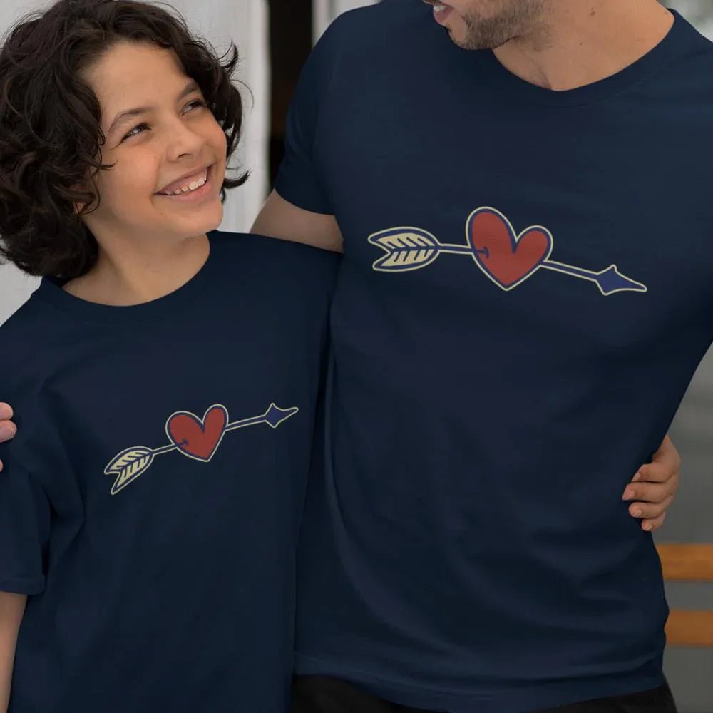 Valentine's Heart Arrow Dad and Child Organic Cotton T-Shirts family Set (Set of 2) - Create Marketplace