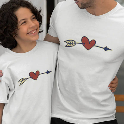 Valentine's Heart Arrow Dad and Child Organic Cotton T-Shirts family Set (Set of 2) - Create Marketplace