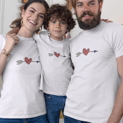 Valentine's Heart Arrow Matching Organic Cotton T-Shirts Family Set (Set of 3) - Create Marketplace
