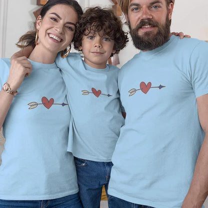 Valentine's Heart Arrow Matching Organic Cotton T-Shirts Family Set (Set of 3) - Create Marketplace