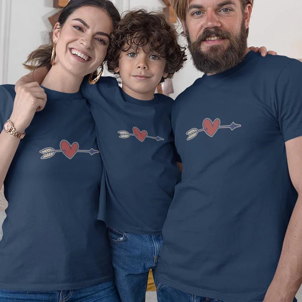 Valentine's Heart Arrow Matching Organic Cotton T-Shirts Family Set (Set of 3) - Create Marketplace