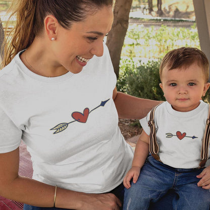 Valentine's Heart Arrow Mom and Child Organic Cotton T-Shirts family Set (Set of 2) - Create Marketplace