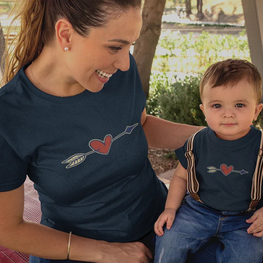 Valentine's Heart Arrow Mom and Child Organic Cotton T-Shirts family Set (Set of 2) - Create Marketplace