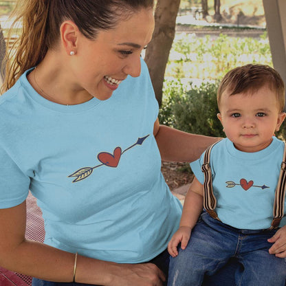 Valentine's Heart Arrow Mom and Child Organic Cotton T-Shirts family Set (Set of 2) - Create Marketplace