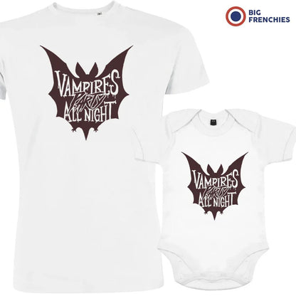 Vampires Party All Night Halloween Dad and Child Organic Cotton family Set (Set of 2) - Create Marketplace