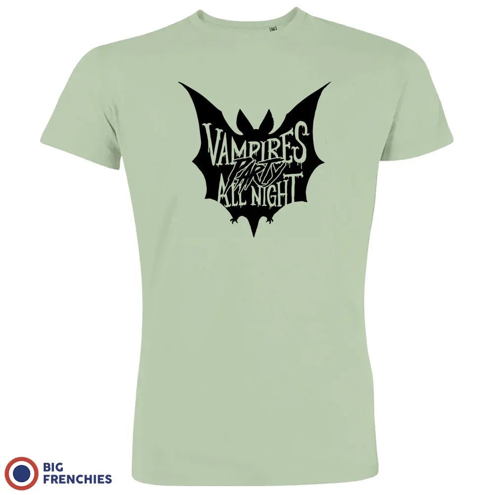Vampires Party All Night Halloween Men's Organic Cotton Tee - Create Marketplace
