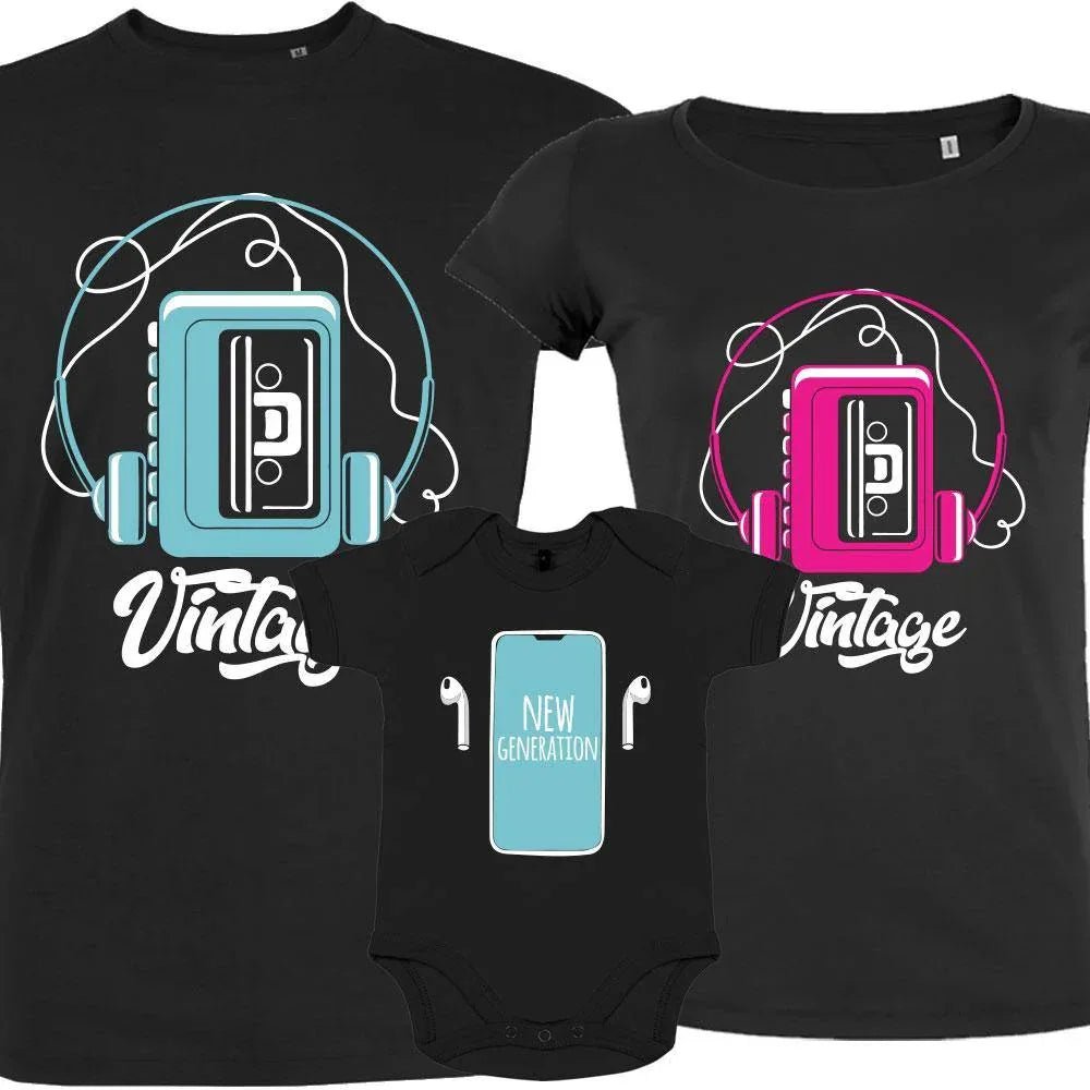 Vintage & New Generation Boy Matching Family Organic Cotton Tees (Set of 3) - Create Marketplace