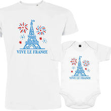 Vive La France With Eiffel Tower and Fireworks Dad and Child Organic Cotton family Set (Set of 2) - Create Marketplace