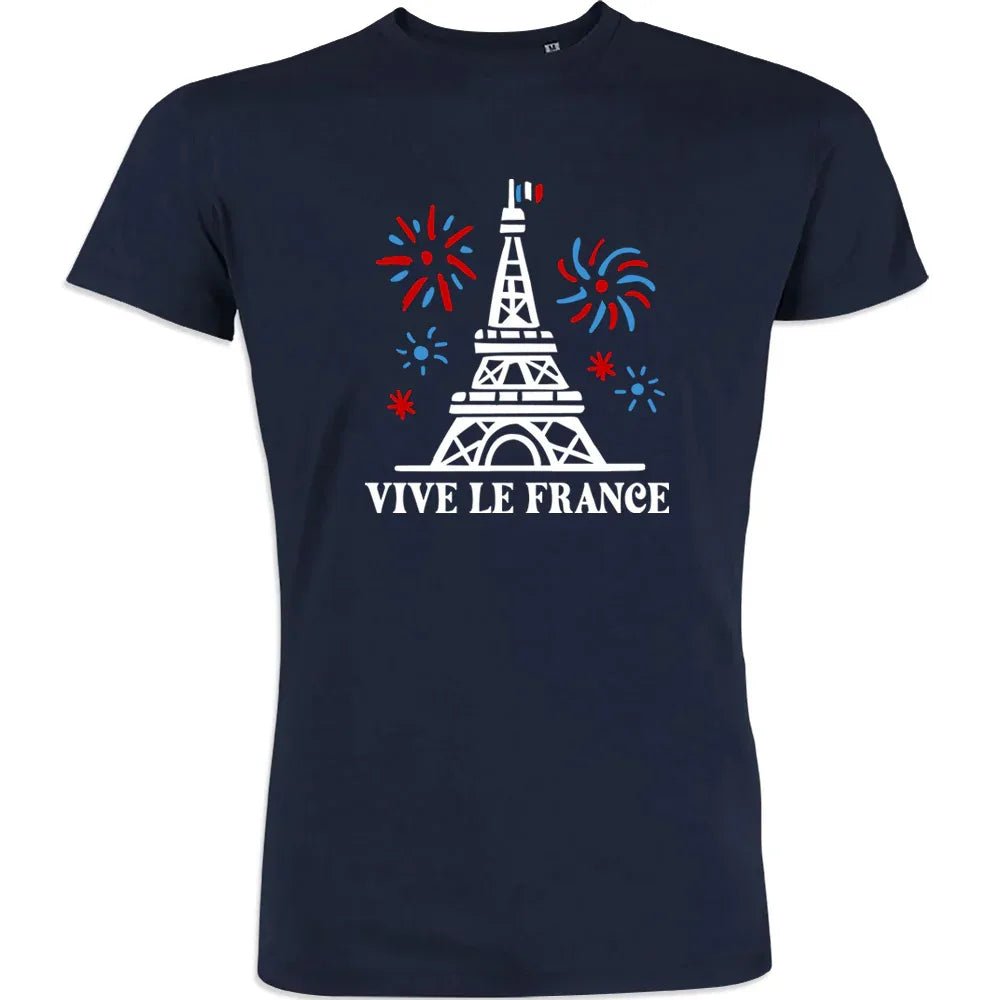 Vive La France With Eiffel Tower and Fireworks Tower Men's Organic Cotton Tee - Create Marketplace
