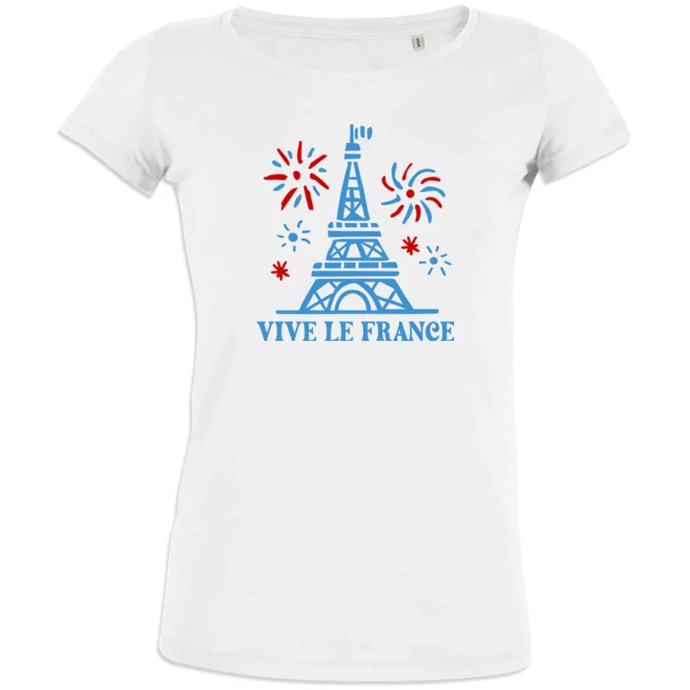 Vive La France With Eiffel Tower and Fireworks Women's Organic Cotton Tee - Create Marketplace