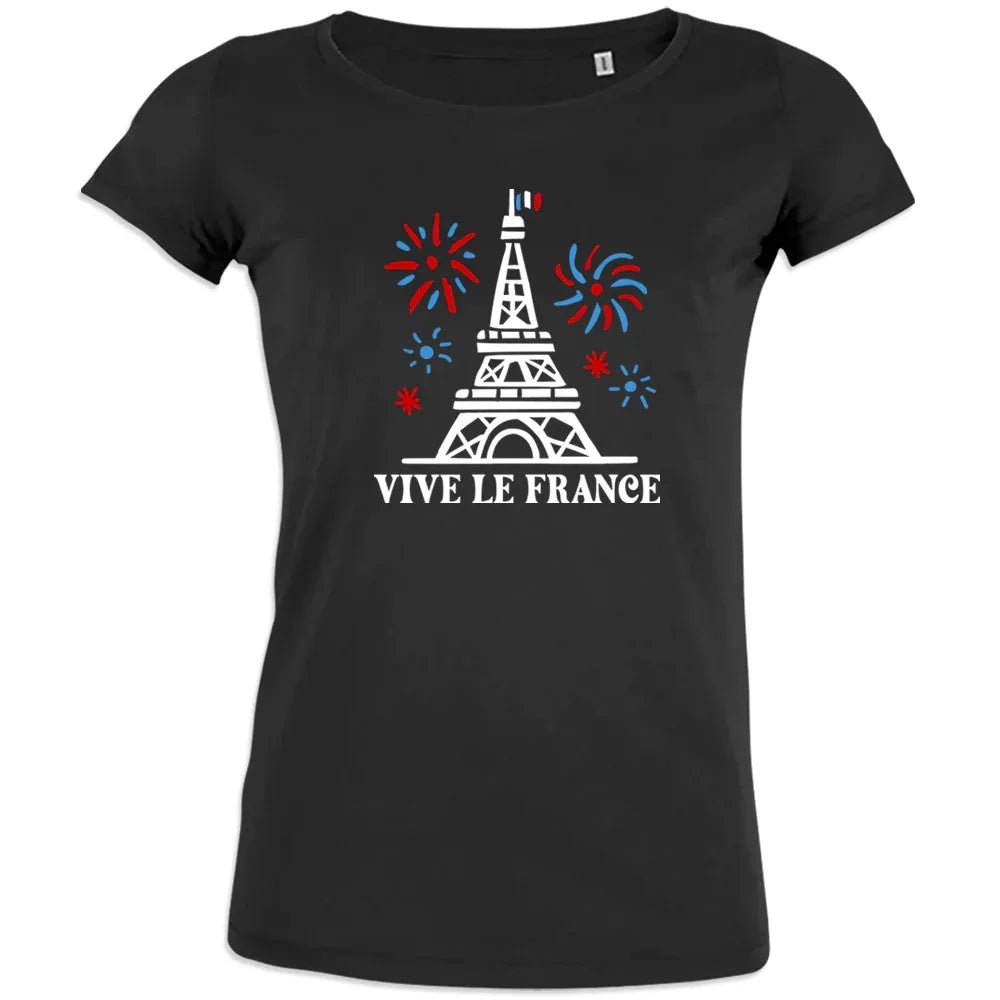 Vive La France With Eiffel Tower and Fireworks Women's Organic Cotton Tee - Create Marketplace