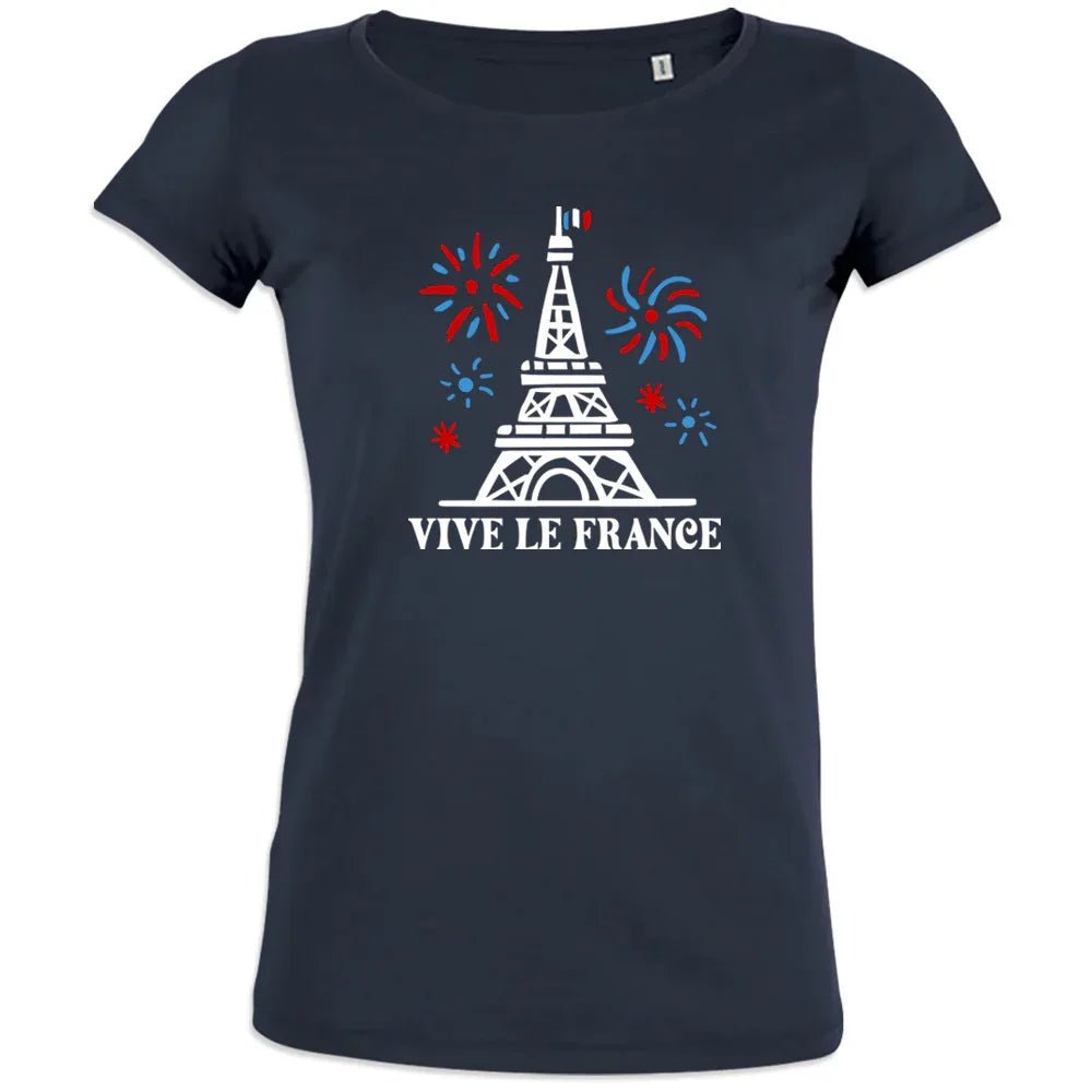 Vive La France With Eiffel Tower and Fireworks Women's Organic Cotton Tee - Create Marketplace