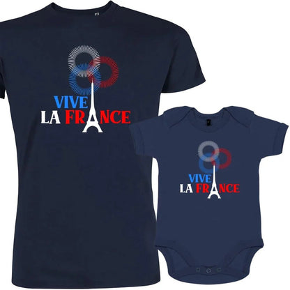 Vive La France With Eiffel Tower Dad and Child Organic Cotton family Set (Set of 2) - Create Marketplace