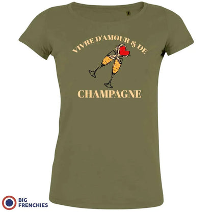 Vivre D'amour & de Champagne Women's Organic Cotton Tee - Create Marketplace