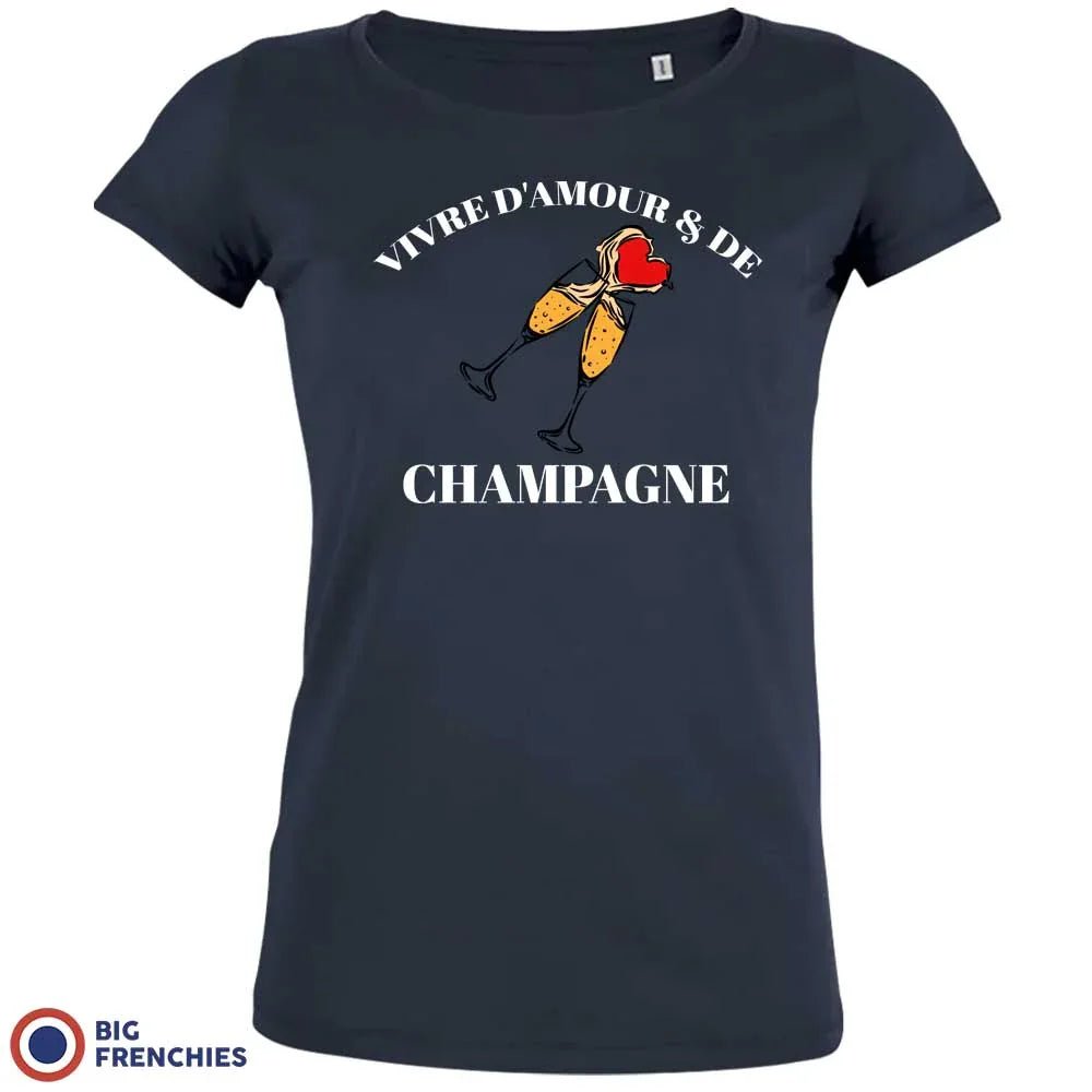 Vivre D'amour & de Champagne Women's Organic Cotton Tee - Create Marketplace