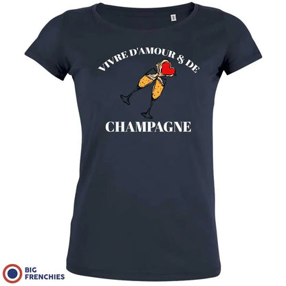 Vivre D'amour & de Champagne Women's Organic Cotton Tee - Create Marketplace
