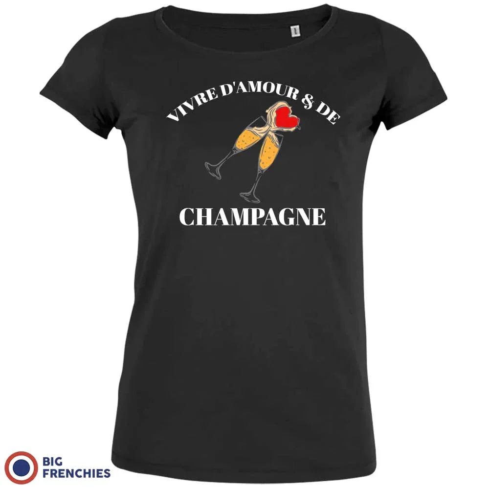 Vivre D'amour & de Champagne Women's Organic Cotton Tee - Create Marketplace