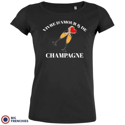 Vivre D'amour & de Champagne Women's Organic Cotton Tee - Create Marketplace
