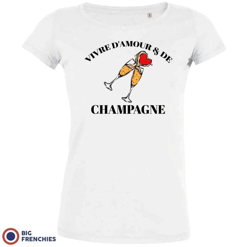 Vivre D'amour & de Champagne Women's Organic Cotton Tee - Create Marketplace