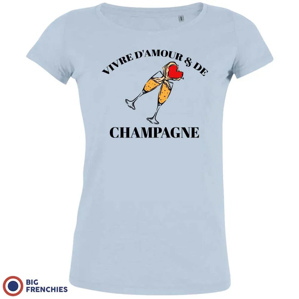 Vivre D'amour & de Champagne Women's Organic Cotton Tee - Create Marketplace