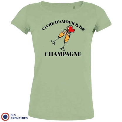 Vivre D'amour & de Champagne Women's Organic Cotton Tee - Create Marketplace
