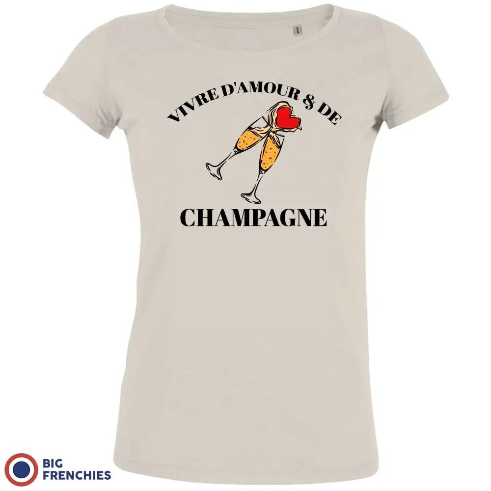 Vivre D'amour & de Champagne Women's Organic Cotton Tee - Create Marketplace