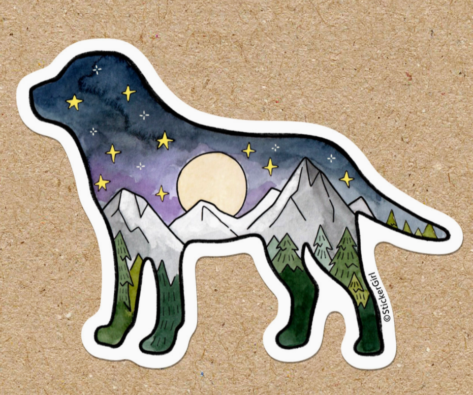 Dog Night Mountain Sticker
