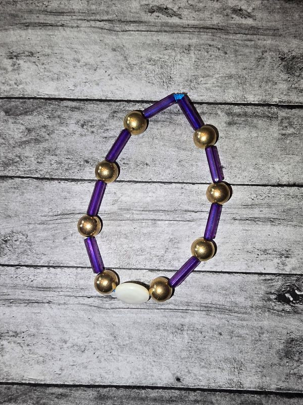 White Mother of Pearl with Gold accents Bracelet - made by kid Sam - Create Marketplace