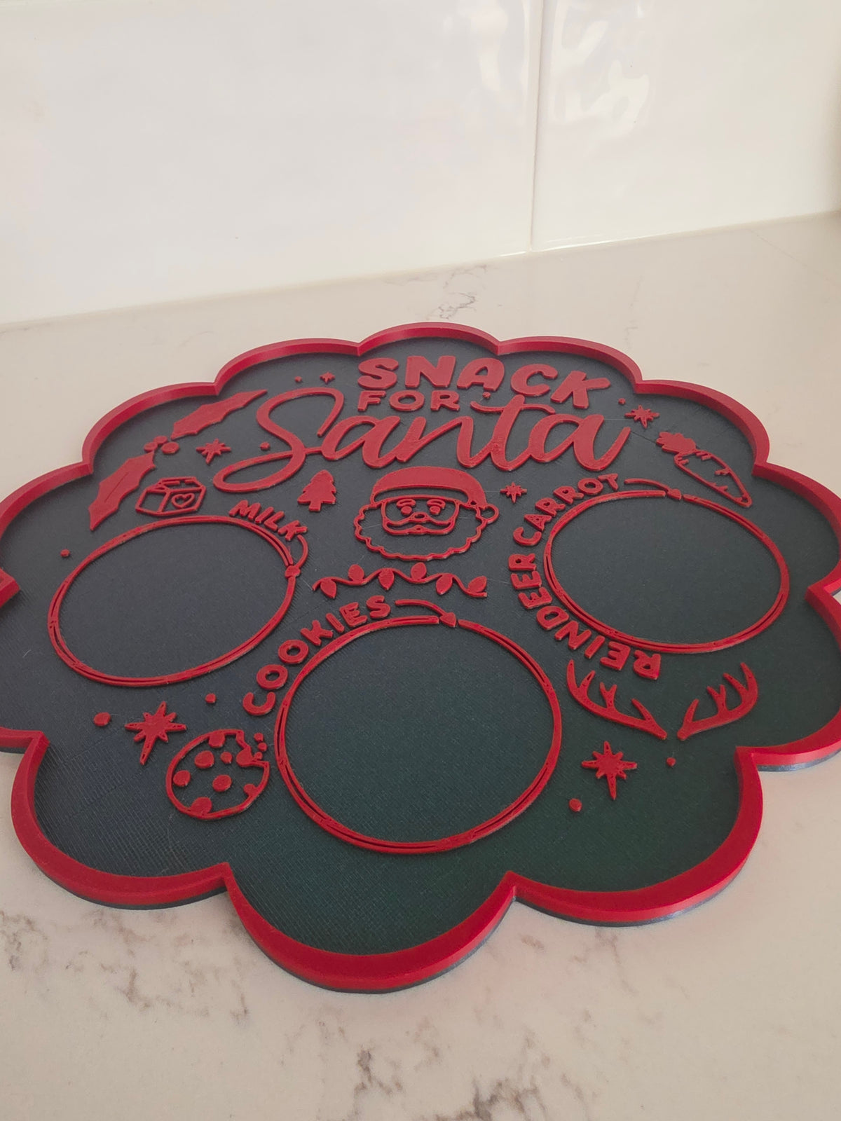 Bandeja de galletas de Papá Noel para Nochebuena y plato para premios de reno