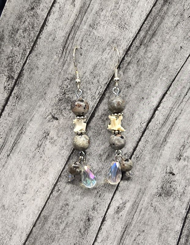 Yooperlite and Snake Vertebrae Earring - Create Marketplace