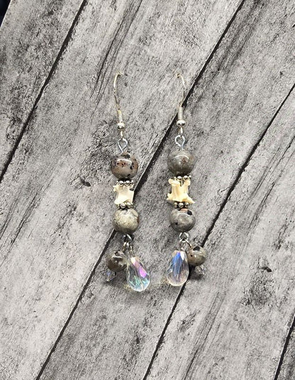 Yooperlite and Snake Vertebrae Earring - Create Marketplace